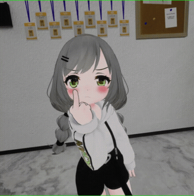 Girl With Gray Hair And Green Eyes Giving Middle Finger GIF