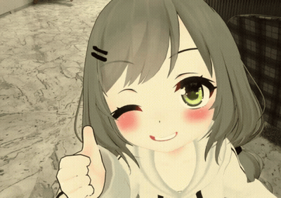 Girl With Gray Hair And Green Eyes Thumbs Up GIF