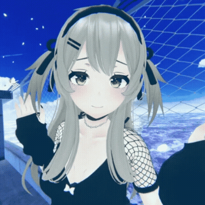 Girl With Gray Hair And Green Eyes Wearing Headphones GIF