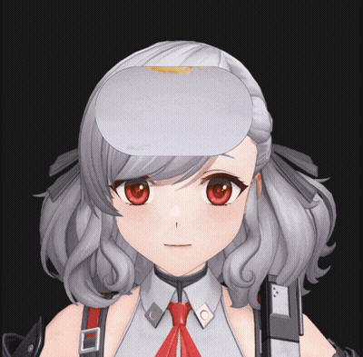 Girl With Gray Hair And Red Eyes Wearing White Oculus Headset GIF