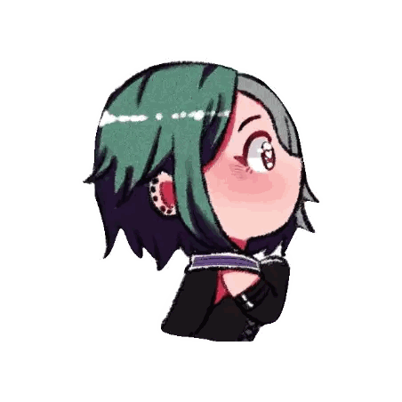 Girl With Green Hair And Black Shirt Sticker