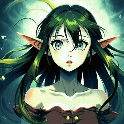 Girl With Green Hair And Ears GIF