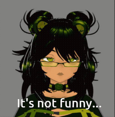 Girl With Green Hair And Glasses Says Not Funny GIF