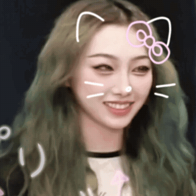 Girl With Green Hair And Hello Kitty Sticker GIF
