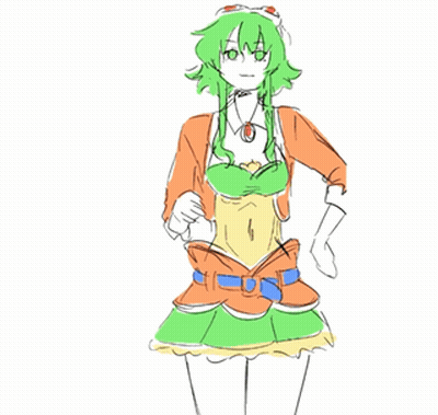 Girl With Green Hair And Yellow Top GIF