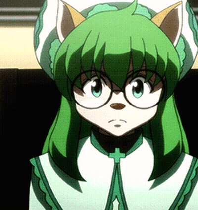 Girl With Green Hair Glasses And Hat With Ears GIF