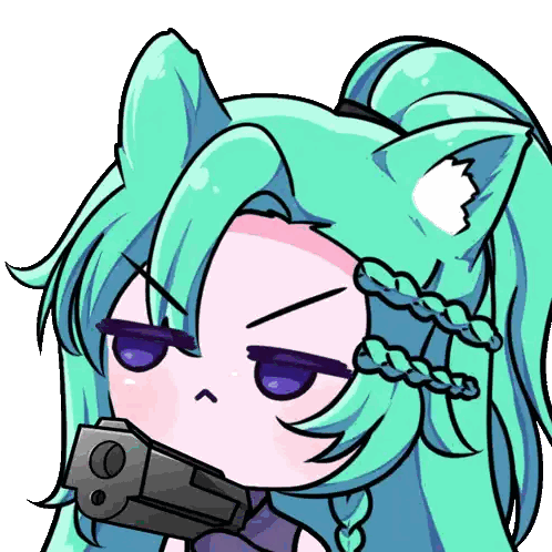 Girl With Green Hair Holding Gun In Mouth Sticker