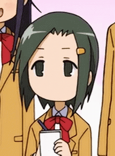 Girl With Green Hair Holding Notepad And Pencil GIF