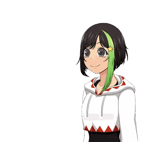 Girl With Green Hair Holding Star Sticker