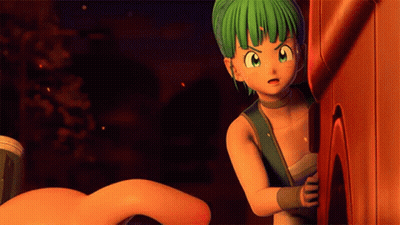 Girl With Green Hair Peeking Out Of Hole In Wall GIF