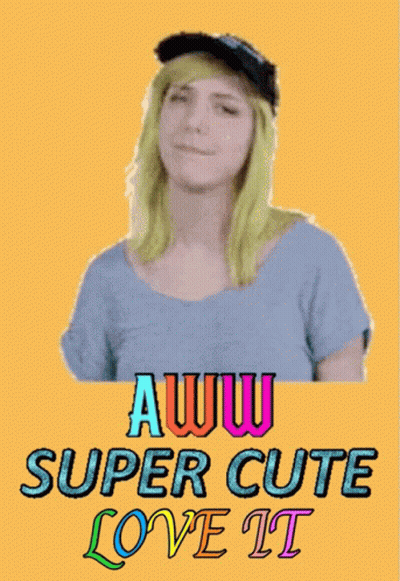 Girl With Green Hair Saying Aww Super Cute Love It GIF