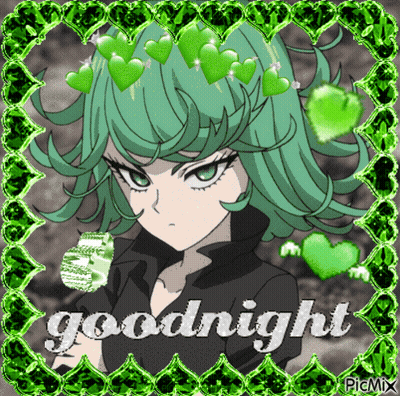 Girl With Green Hair Saying Goodnight GIF
