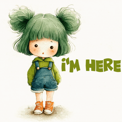 Girl With Green Hair Saying I'm Here GIF
