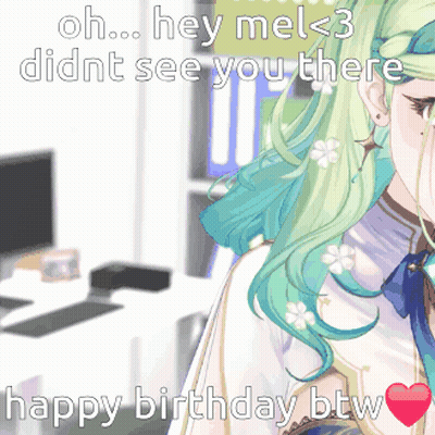 Girl With Green Hair Saying Oh Hey Mel GIF