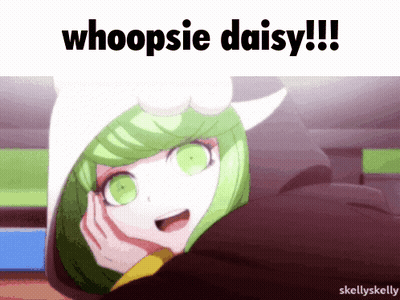 Girl With Green Hair Saying Whoopsie Daisy GIF