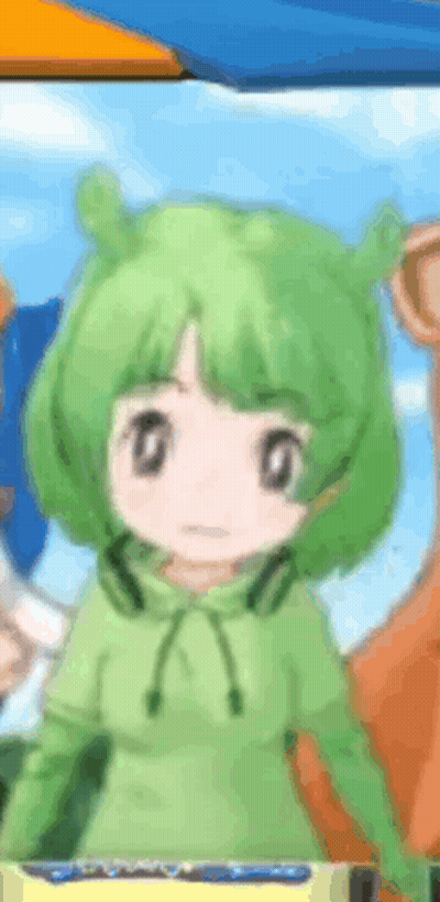 Girl With Green Hair Standing Next To Camel GIF