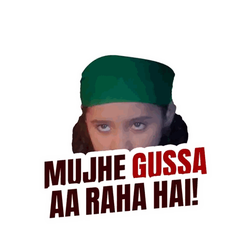 Girl With Green Headband Saying Muhj Gussa Aa Raha Hai Sticker