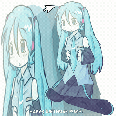 Girl With Happy Birthday Miku GIF