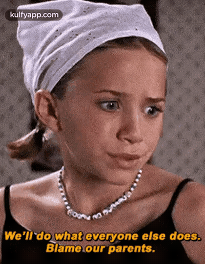 Girl With Headband And Necklace Blaming Parents GIF