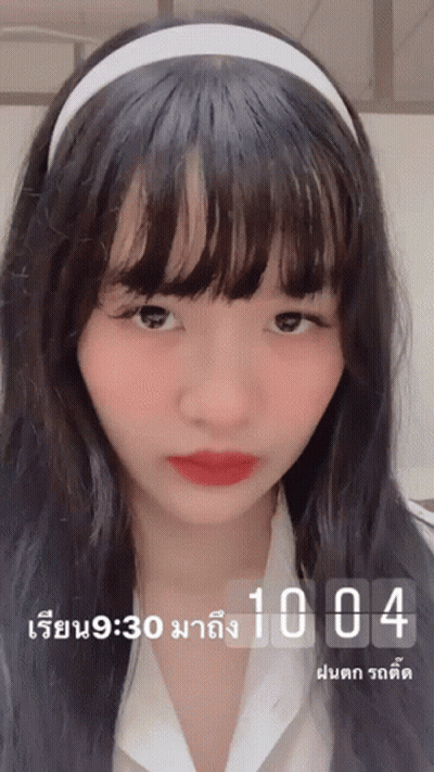 Girl With Headband And Red Lipstick GIF