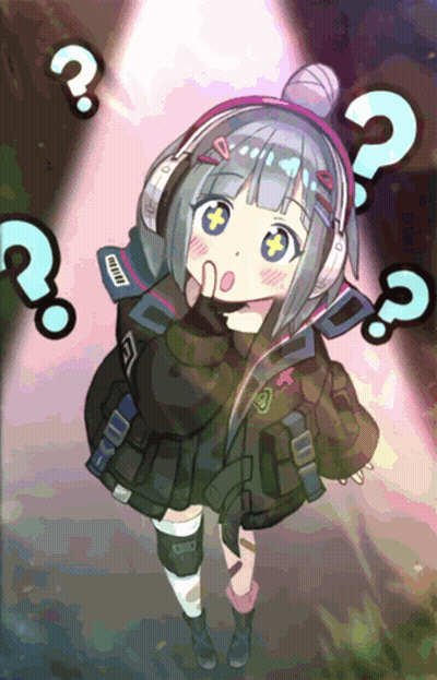 Girl With Headphones And Bun Question Mark GIF