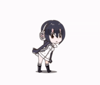 Girl With Headphones And Two Hearts GIF