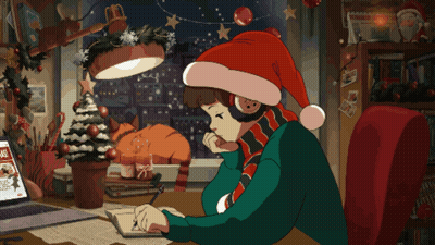 Girl With Headphones At Desk Using Laptop GIF