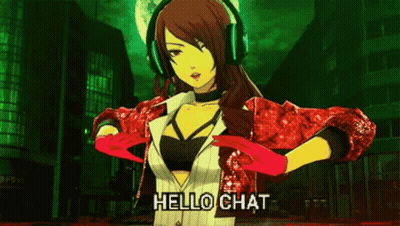 Girl With Headphones Saying Hello Chat GIF