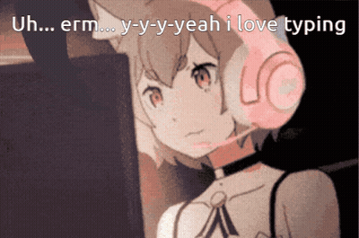 Girl With Headphones Saying Uh Erm Y-Yeah I Love Typing GIF