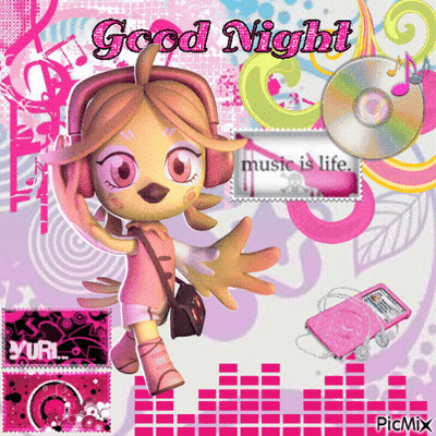 Girl With Headphones Says Good Night GIF