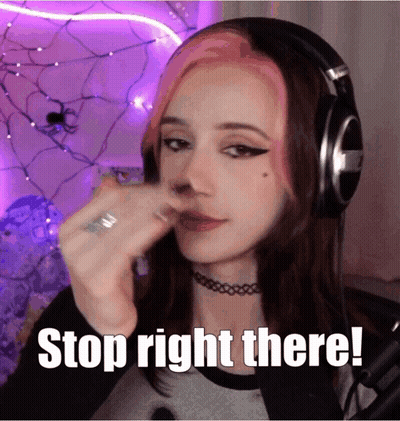 Girl With Headphones Says Stop Right There GIF