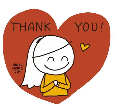 Girl With Heart And Thank You Sticker