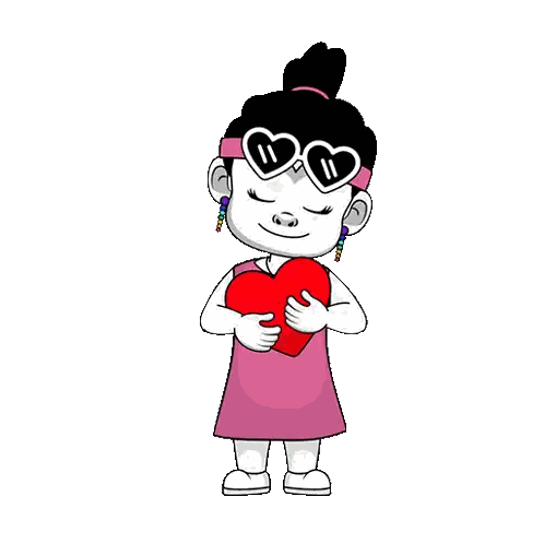 Girl With Heart Sunglasses Holding Heart Sticker