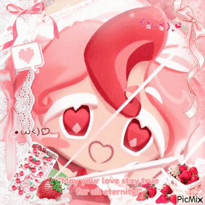 Girl With Hearts On Her Face Saying May Your Love Stay True For All Eternity GIF