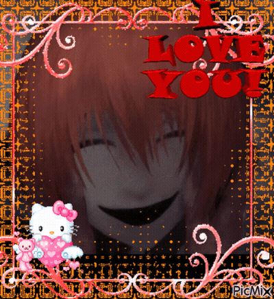 Girl With Hello Kitty I Love You Red GIF