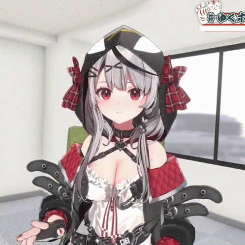 Girl With Hood And Belt Saying D6 GIF