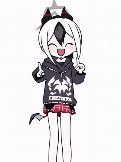 Chica con cuernos y sudadera dice A GIF