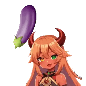 Girl With Horns And Purple Eggplant Sticker