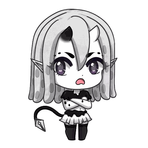 Girl With Horns And Tail Crossed Arms Sticker