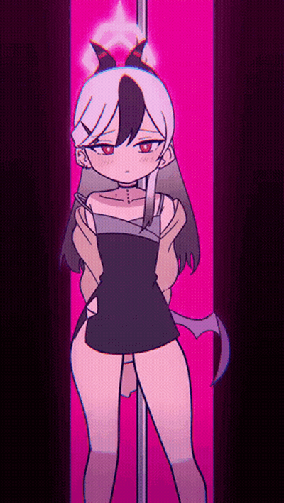 Girl With Horns And Tail On Pole GIF