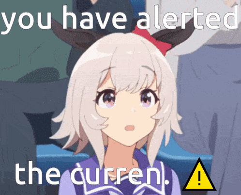 Girl With Horns And You Have Alerted The Current Text GIF