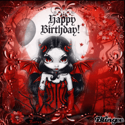 Girl With Horns Happy Birthday GIF