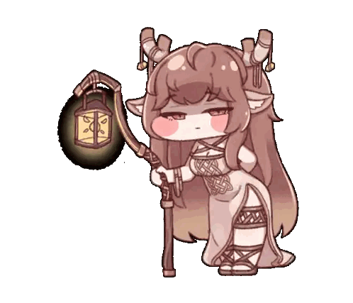 Girl With Horns Holding Lantern And Staff Sticker