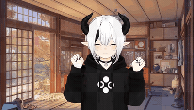 Girl With Horns In Black Hoodie With Letter O GIF
