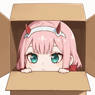 Girl With Horns Peeking Out Of Box GIF