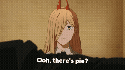 Girl With Horns Saying Ooh There's Pie GIF