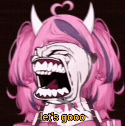 Girl With Horns Screaming Lets Go GIF
