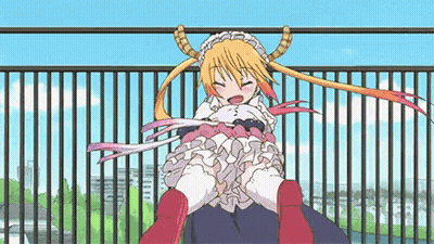 Girl With Horns Sitting On Man's Shoulders On Balcony GIF