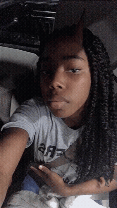 Girl With Horns Wearing AA7 Shirt GIF