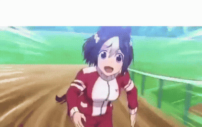 Girl With Horse On Head Running In Video Game GIF
